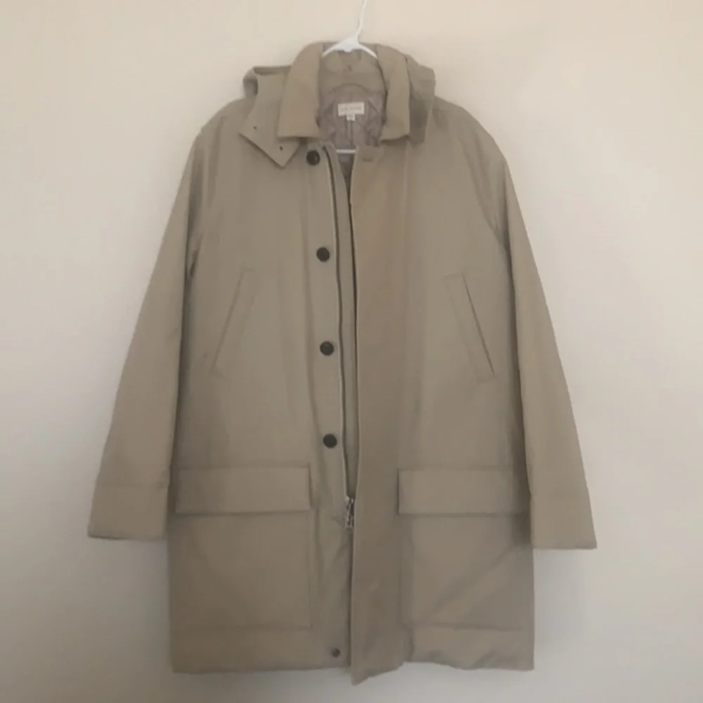 Club Monaco mens trench coat chaqueta jacket with detachable hood in size Large